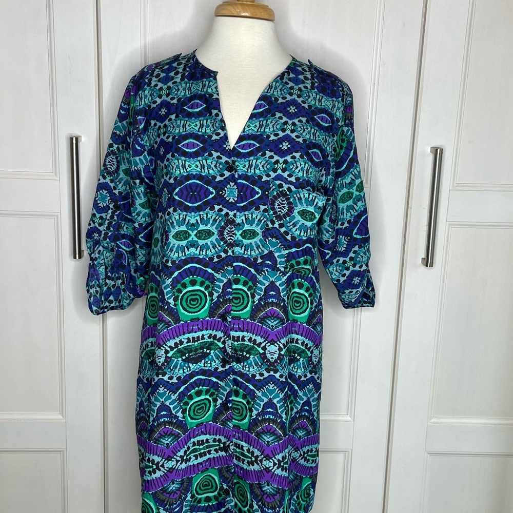 Anthropologie Maeve Ikat Frequencies Shirt Dress M - Picture 3 of 8